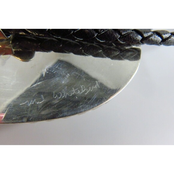 Sterling Oval Plaque with Eagle & Turquoise Bolo Tie by Cheyenne Mel Whitebird - Picture 5 of 6